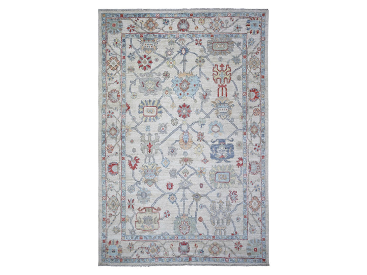 6'1" x 9'4" New Hand Knotted Ivory Wool Rectangle Oriental Rug - MOA10273703