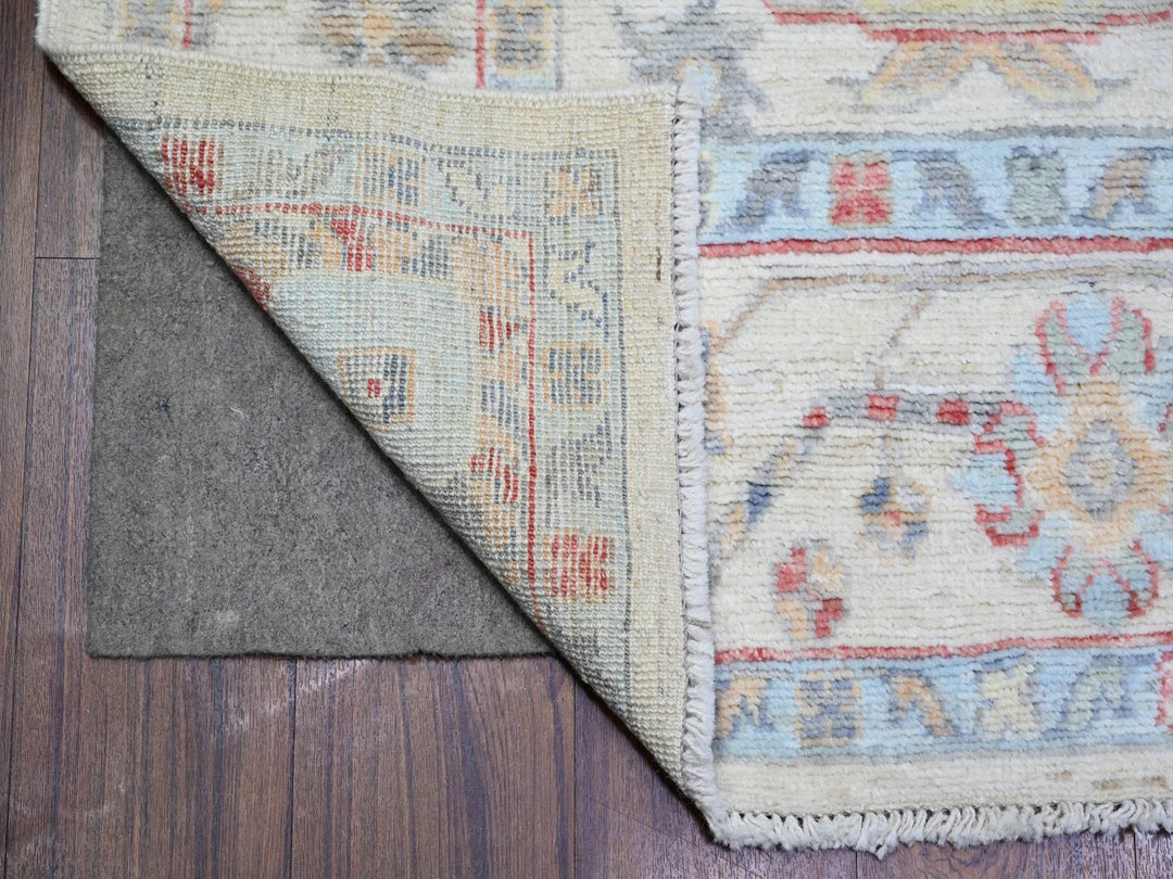 6'1" x 9'4" New Hand Knotted Ivory Wool Rectangle Oriental Rug - MOA10273703