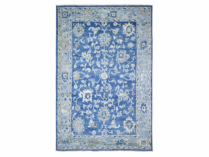 5'8" x 9'0" New Hand Knotted Blue Wool Rectangle Oriental Rug - MOA10273706