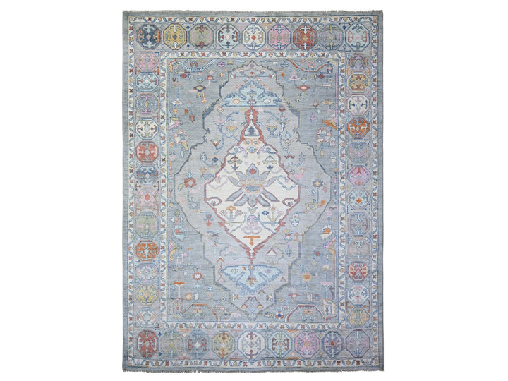 10'1" x 13'9" New Hand Knotted Grey Wool Rectangle Oriental Rug - MOA10273707