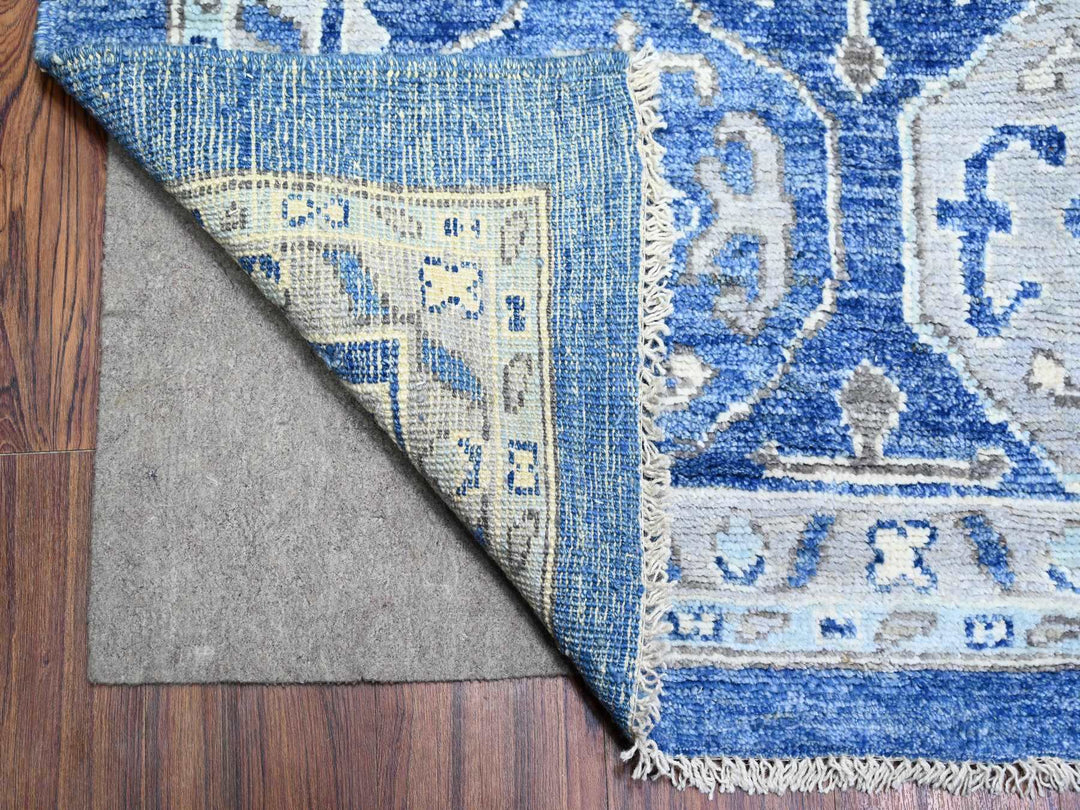 11'10" x 15'1" New Hand Knotted Blue Wool Rectangle Oriental Rug - MOA10273708