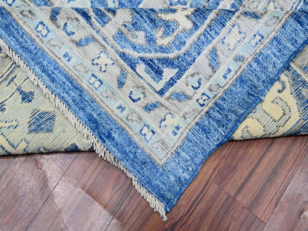 11'10" x 15'1" New Hand Knotted Blue Wool Rectangle Oriental Rug - MOA10273708