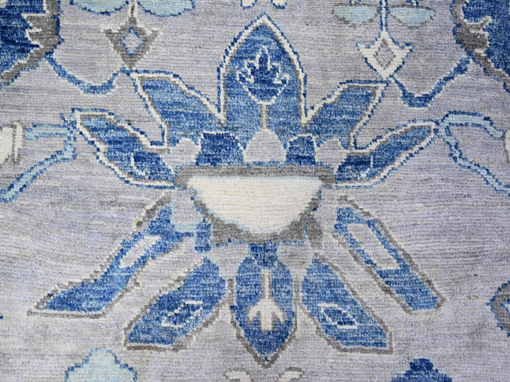 11'10" x 15'1" New Hand Knotted Blue Wool Rectangle Oriental Rug - MOA10273708