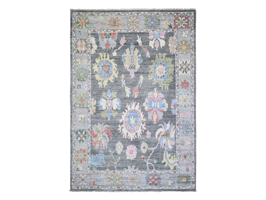 6'2" x 8'10" New Hand Knotted Black Wool Rectangle Oriental Rug - MOA10273712