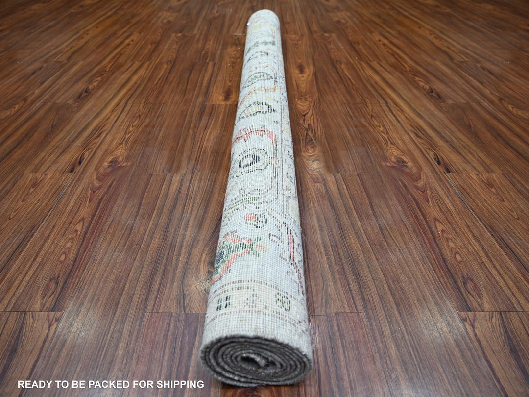 6'0" x 9'1" New Hand Knotted Grey Wool Rectangle Oriental Rug - MOA10273714