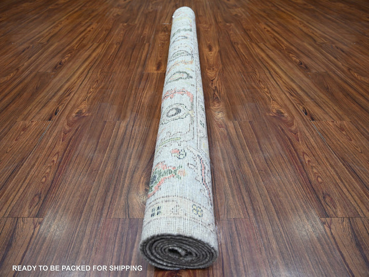 6'0" x 9'1" New Hand Knotted Grey Wool Rectangle Oriental Rug - MOA10273714