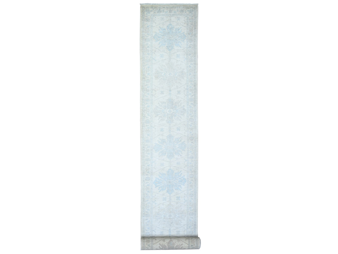 2'8" x 20'5" New Hand Knotted Ivory Wool Runner Oriental Rug - MOA10273729