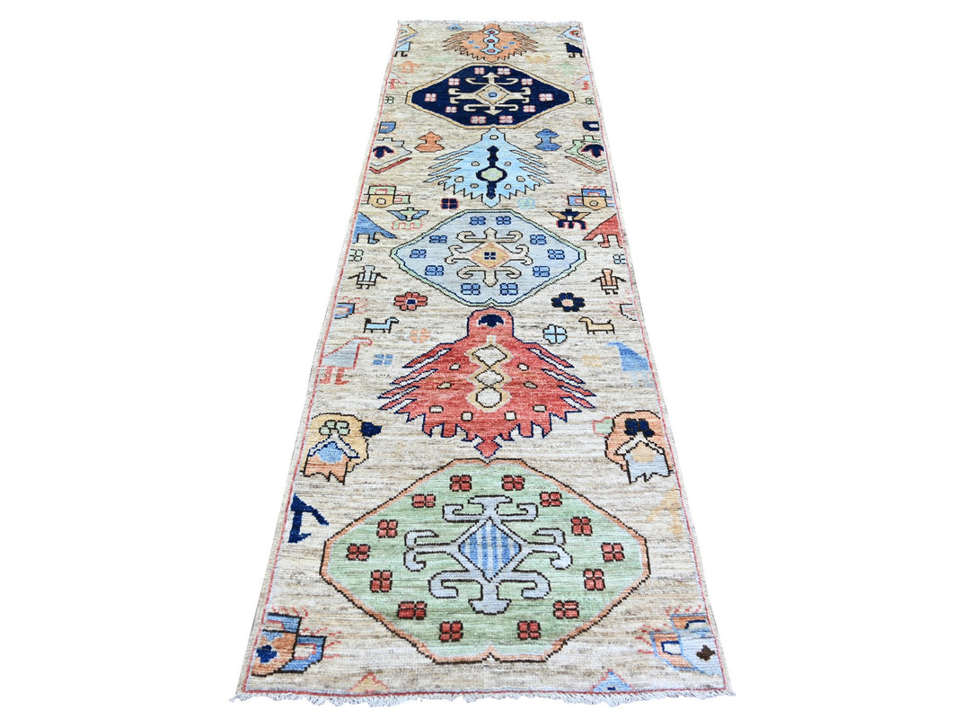 2'10" x 9'7" New Hand Knotted Brown Wool Runner Oriental Rug - MOA10273735