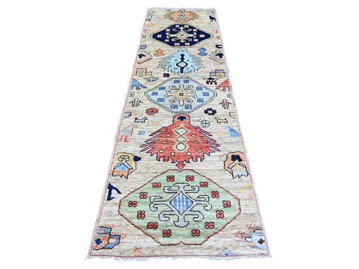 2'10" x 9'7" New Hand Knotted Brown Wool Runner Oriental Rug - MOA10273735