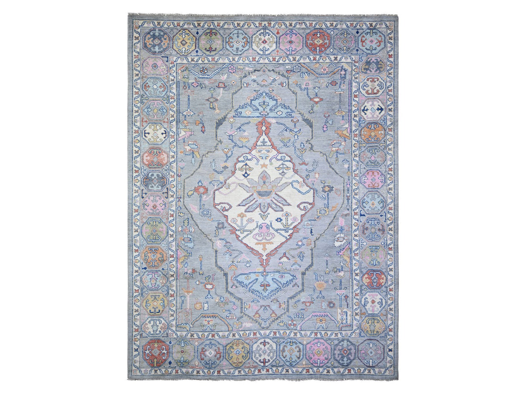 10'3" x 13'7" New Hand Knotted Grey Wool Rectangle Oriental Rug - MOA10273737