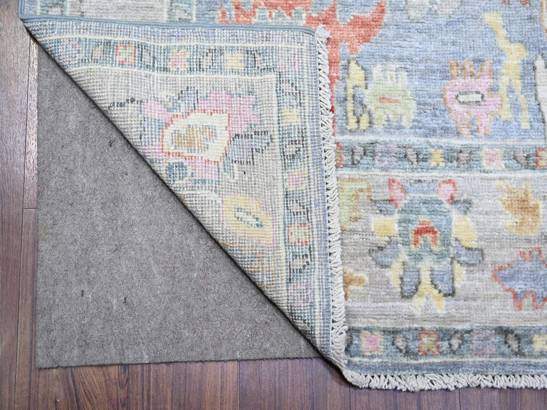 4'1" x 11'7" New Hand Knotted Blue Wool Runner Oriental Rug - MOA10273749