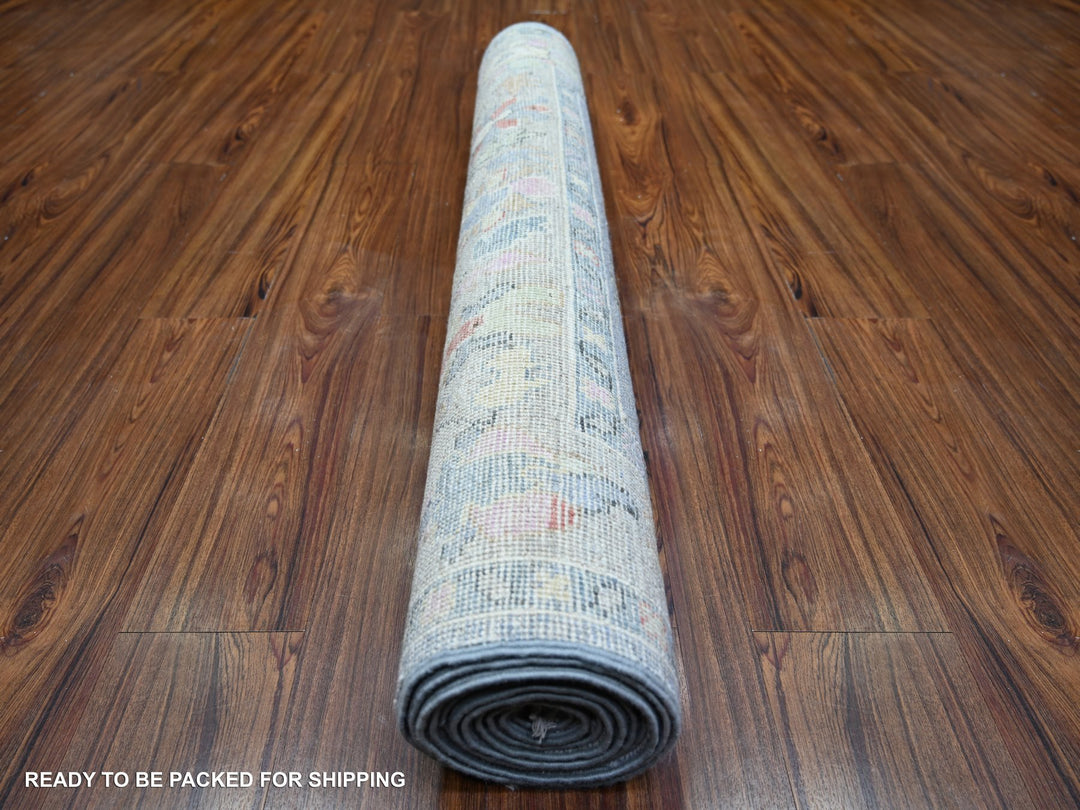 4'1" x 11'7" New Hand Knotted Blue Wool Runner Oriental Rug - MOA10273749