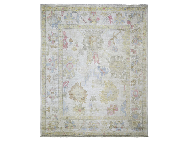 8'0" x 9'9" New Hand Knotted Ivory Wool Rectangle Oriental Rug - MOA10273764