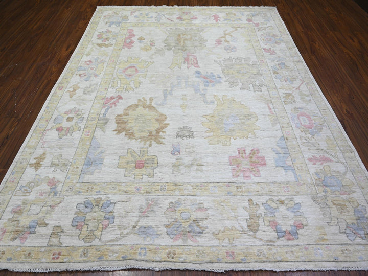 8'0" x 9'9" New Hand Knotted Ivory Wool Rectangle Oriental Rug - MOA10273764