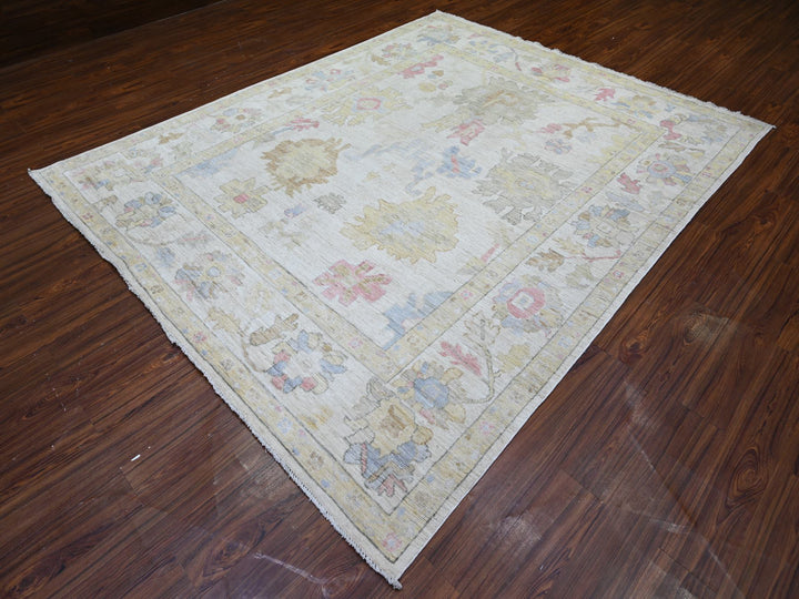 8'0" x 9'9" New Hand Knotted Ivory Wool Rectangle Oriental Rug - MOA10273764