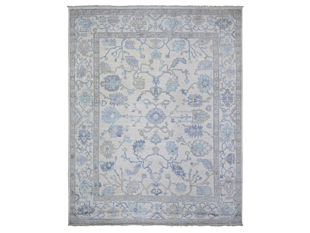 8'0" x 9'10" New Hand Knotted Ivory Wool Rectangle Oriental Rug - MOA10273780
