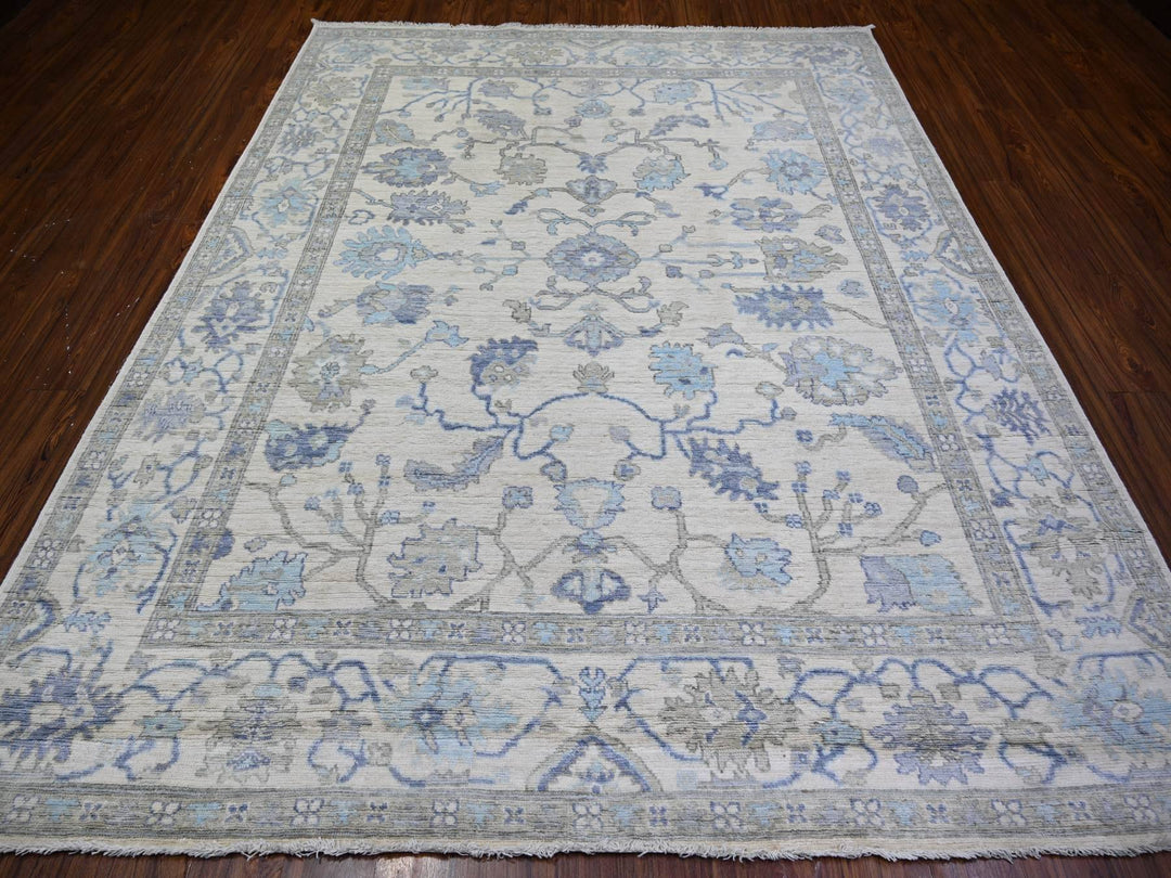 8'0" x 9'10" New Hand Knotted Ivory Wool Rectangle Oriental Rug - MOA10273780