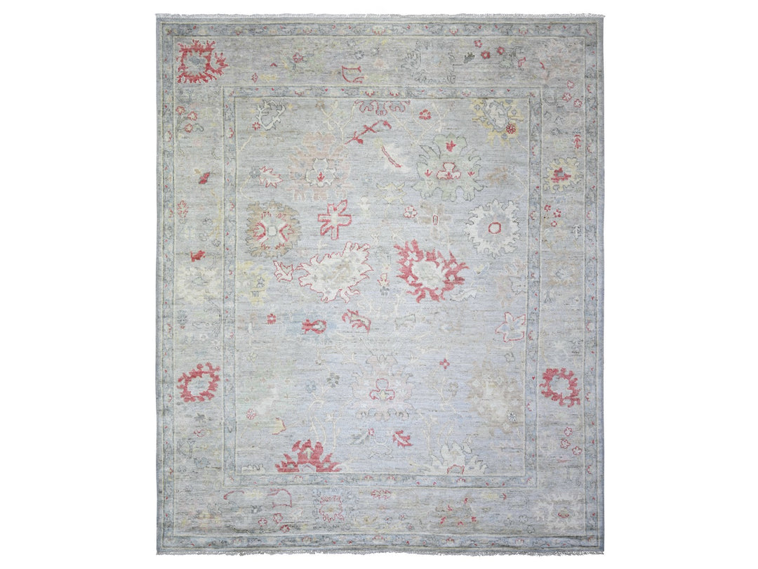 8'3" x 9'8" New Hand Knotted Grey Wool Rectangle Oriental Rug - MOA10273799