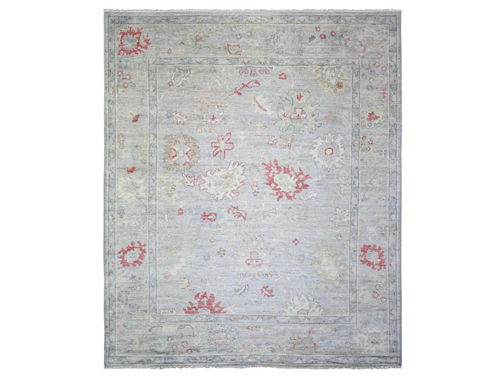 8'3" x 9'8" New Hand Knotted Grey Wool Rectangle Oriental Rug - MOA10273799