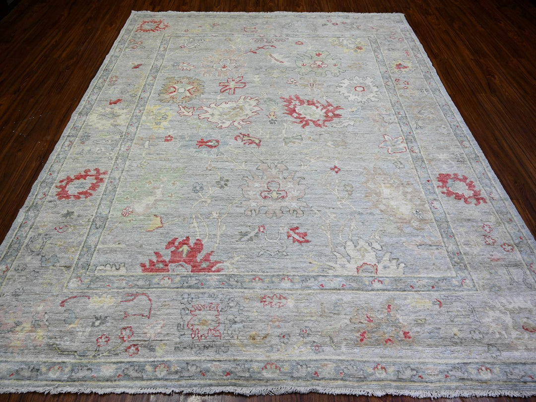 8'3" x 9'8" New Hand Knotted Grey Wool Rectangle Oriental Rug - MOA10273799