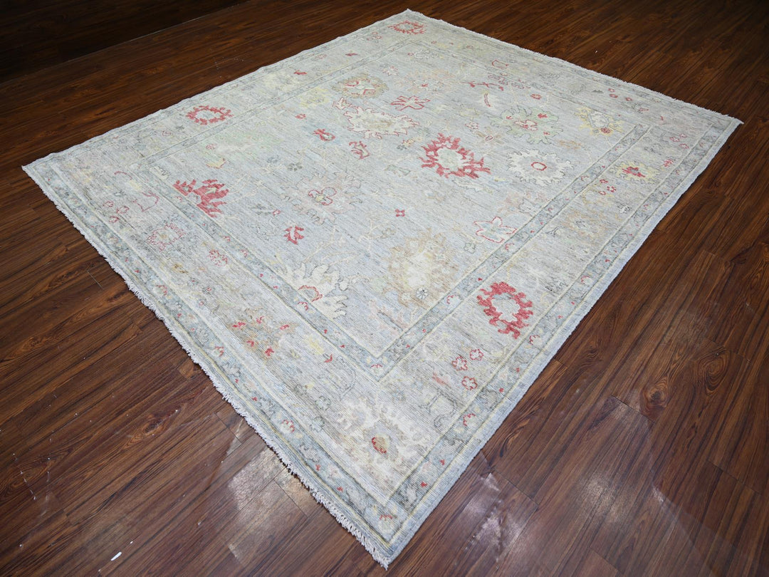 8'3" x 9'8" New Hand Knotted Grey Wool Rectangle Oriental Rug - MOA10273799