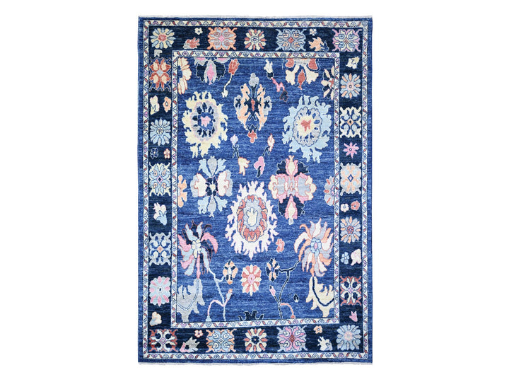 6'2" x 8'10" New Hand Knotted Blue Wool Rectangle Oriental Rug - MOA10273802