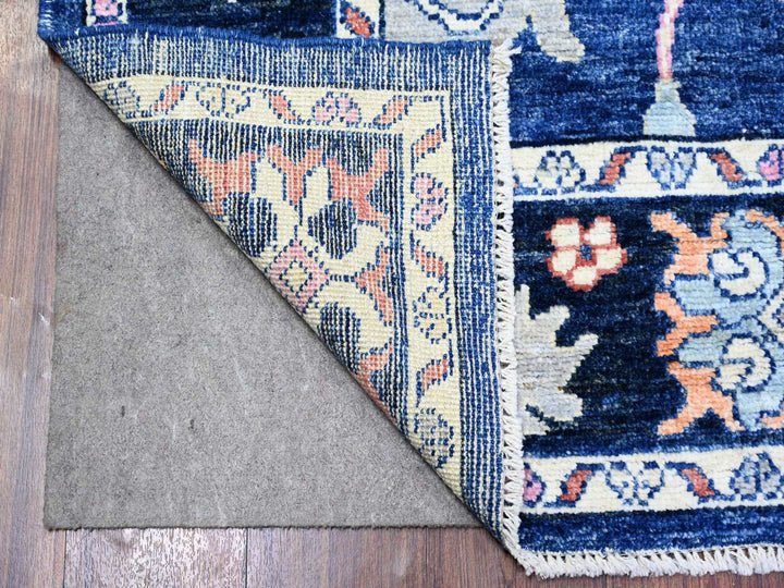 6'2" x 8'10" New Hand Knotted Blue Wool Rectangle Oriental Rug - MOA10273802