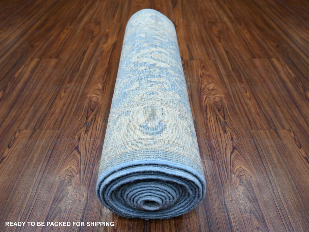 2'5" x 18'10" New Hand Knotted Blue Wool Runner Oriental Rug - MOA10273808