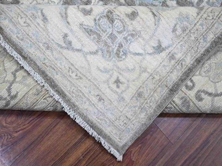 8'1" x 9'8" New Hand Knotted Grey Wool Rectangle Oriental Rug - MOA10273826