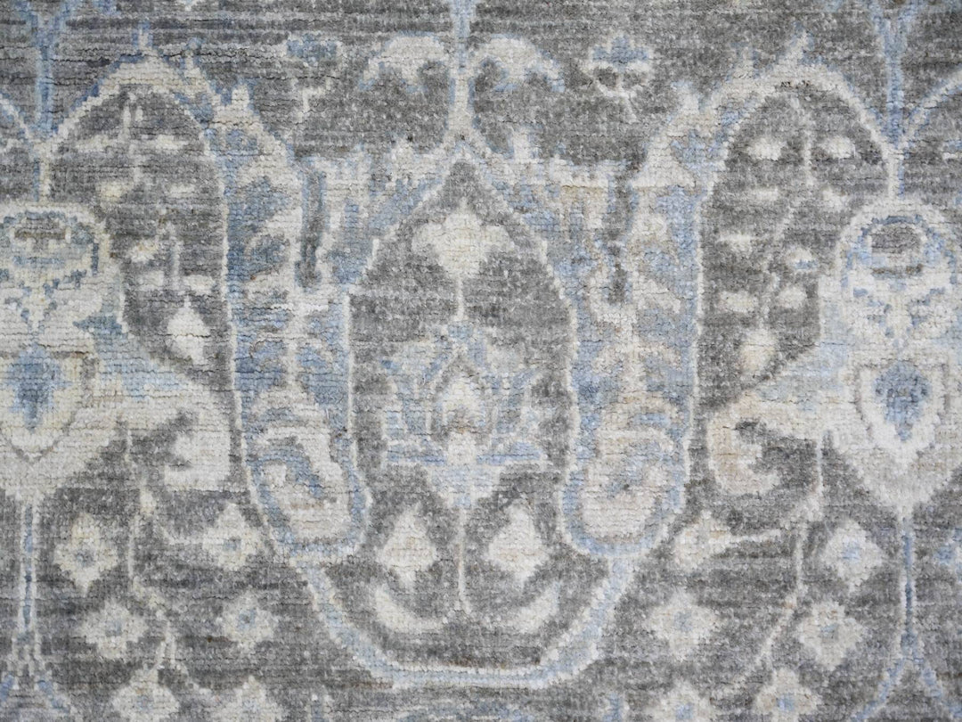 8'1" x 9'8" New Hand Knotted Grey Wool Rectangle Oriental Rug - MOA10273826