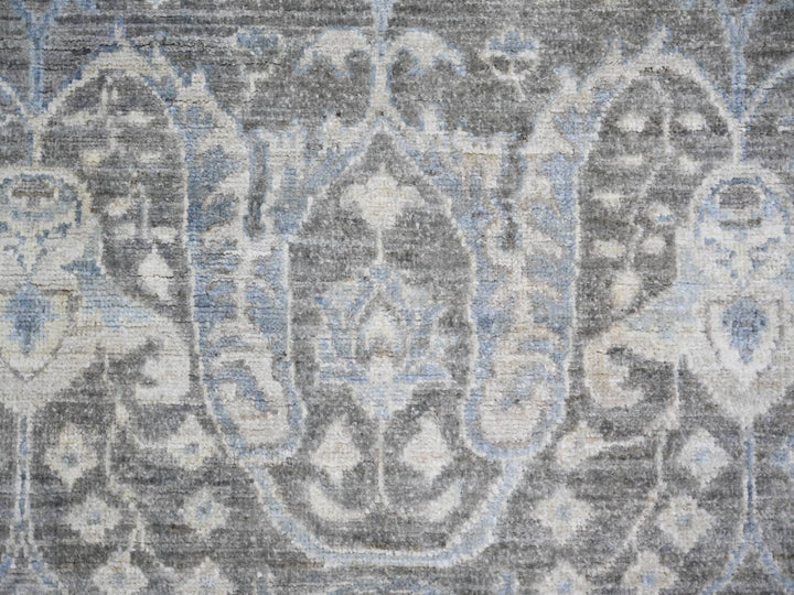 8'1" x 9'8" New Hand Knotted Grey Wool Rectangle Oriental Rug - MOA10273826