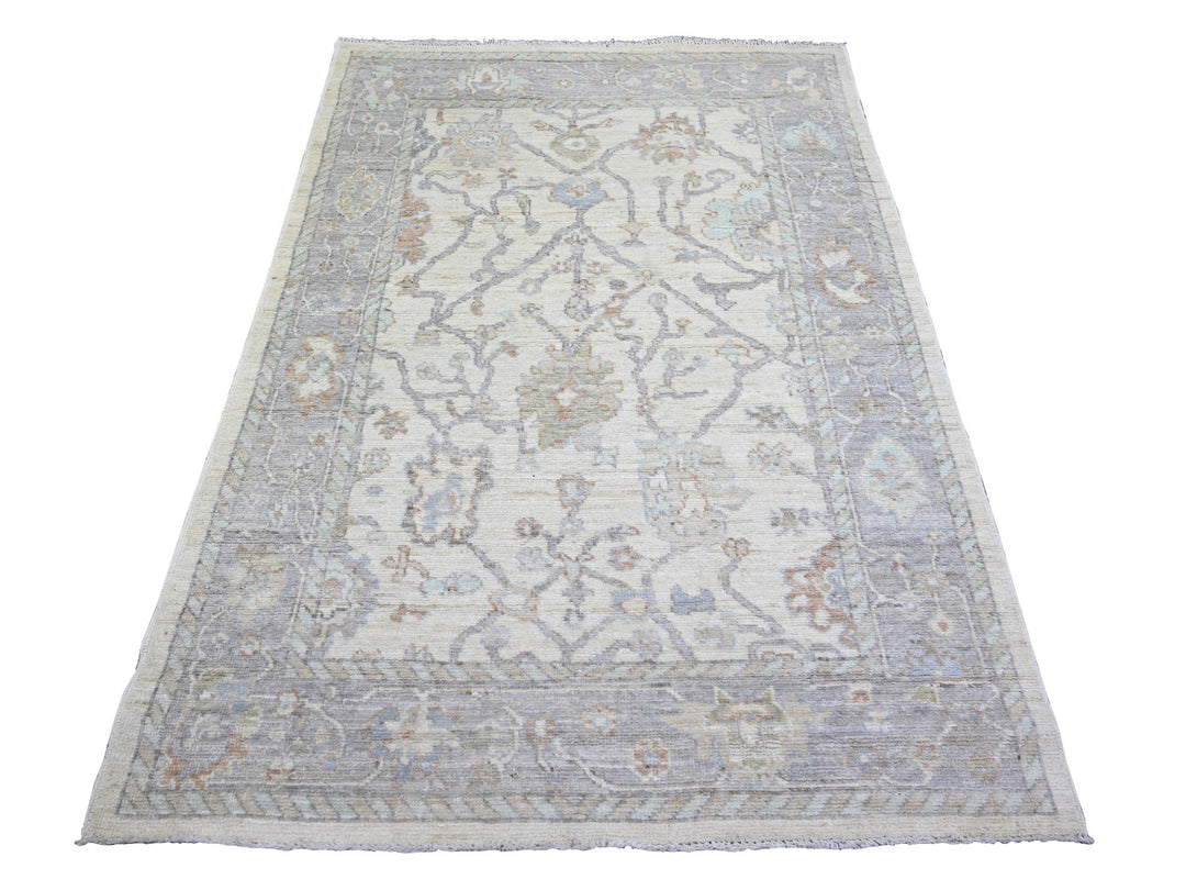 4'0" x 6'1" New Hand Knotted Beige Wool Rectangle Oriental Rug - MOA10273844