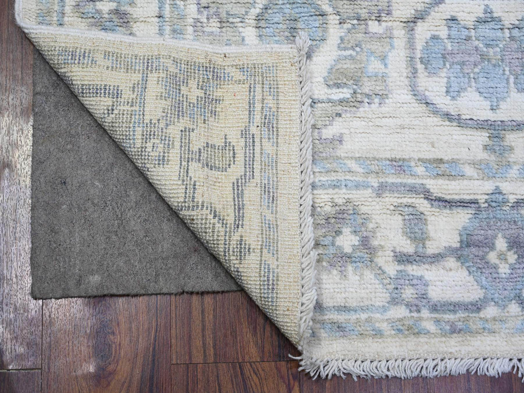 4'0" x 6'0" New Hand Knotted Ivory Wool Rectangle Oriental Rug - MOA10273846