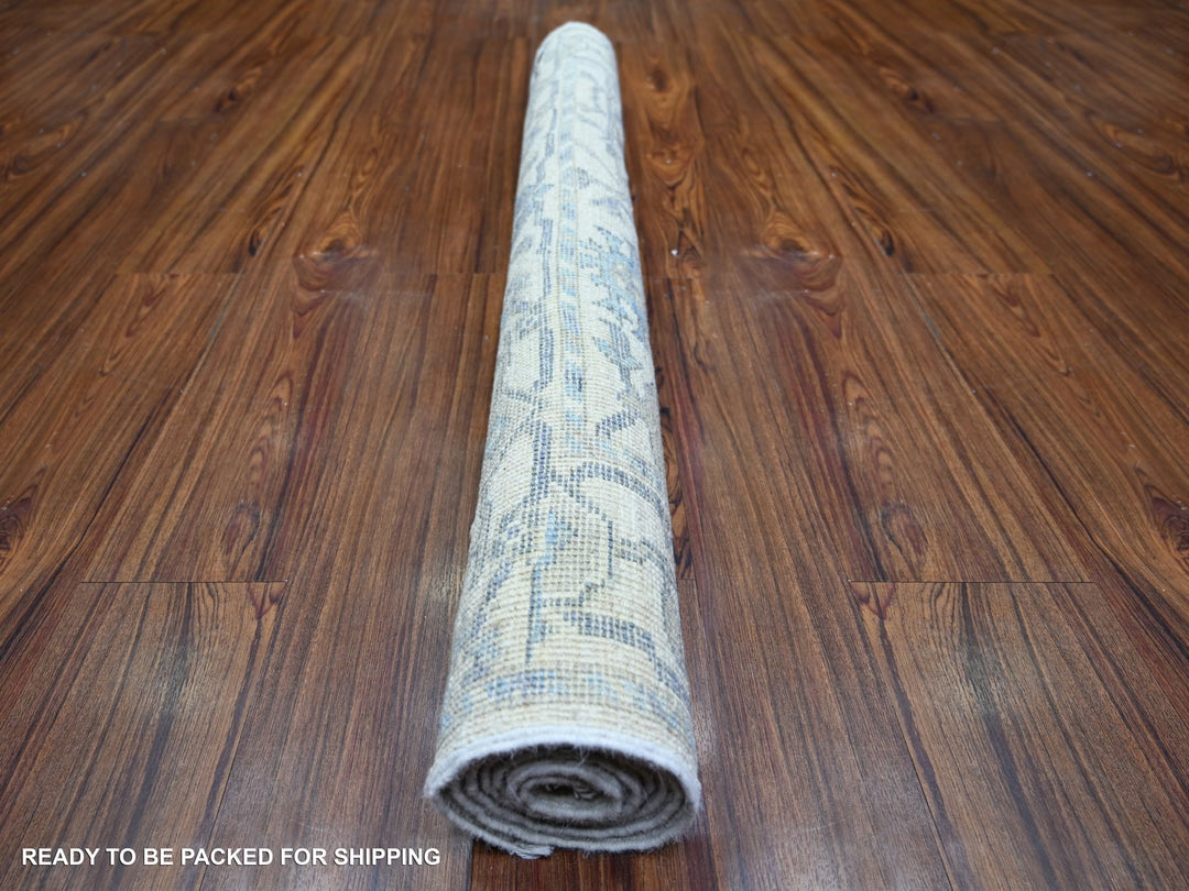 4'0" x 6'0" New Hand Knotted Ivory Wool Rectangle Oriental Rug - MOA10273846
