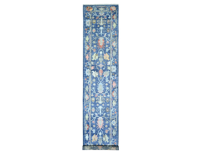 2'9" x 15'8" New Hand Knotted Blue Wool Runner Oriental Rug - MOA10273852