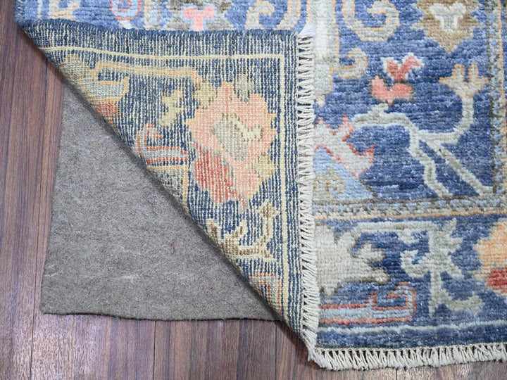 2'9" x 15'8" New Hand Knotted Blue Wool Runner Oriental Rug - MOA10273852