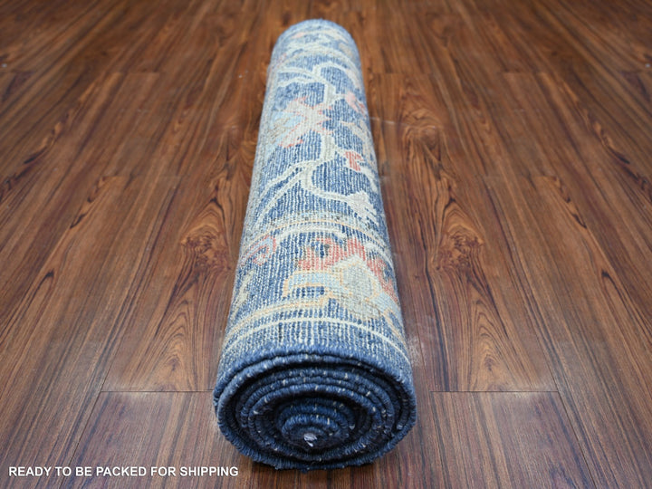 2'9" x 15'8" New Hand Knotted Blue Wool Runner Oriental Rug - MOA10273852
