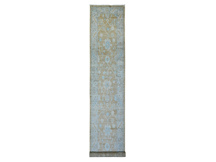 2'7" x 15'0" New Hand Knotted Brown Wool Runner Oriental Rug - MOA10273866