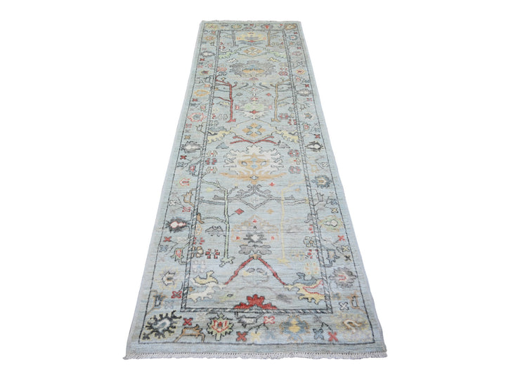 3'0" x 9'5" New Hand Knotted Blue Wool Runner Oriental Rug - MOA10273869