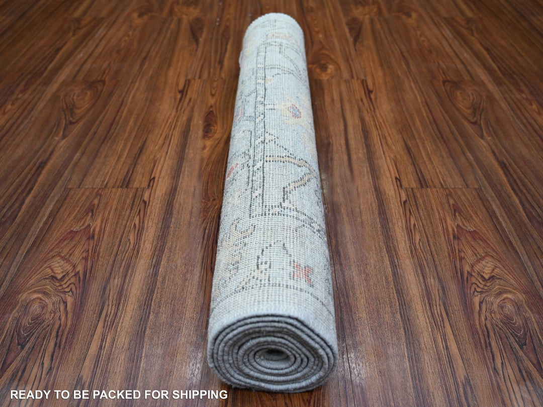 3'0" x 9'5" New Hand Knotted Blue Wool Runner Oriental Rug - MOA10273869