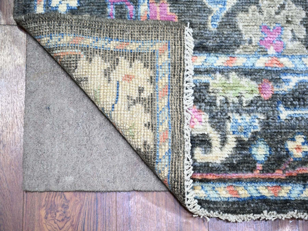 2'10" x 12'6" New Hand Knotted Black Wool Runner Oriental Rug - MOA10273874