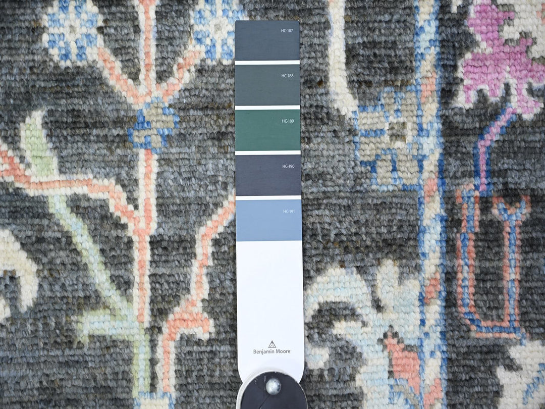 2'10" x 12'6" New Hand Knotted Black Wool Runner Oriental Rug - MOA10273874