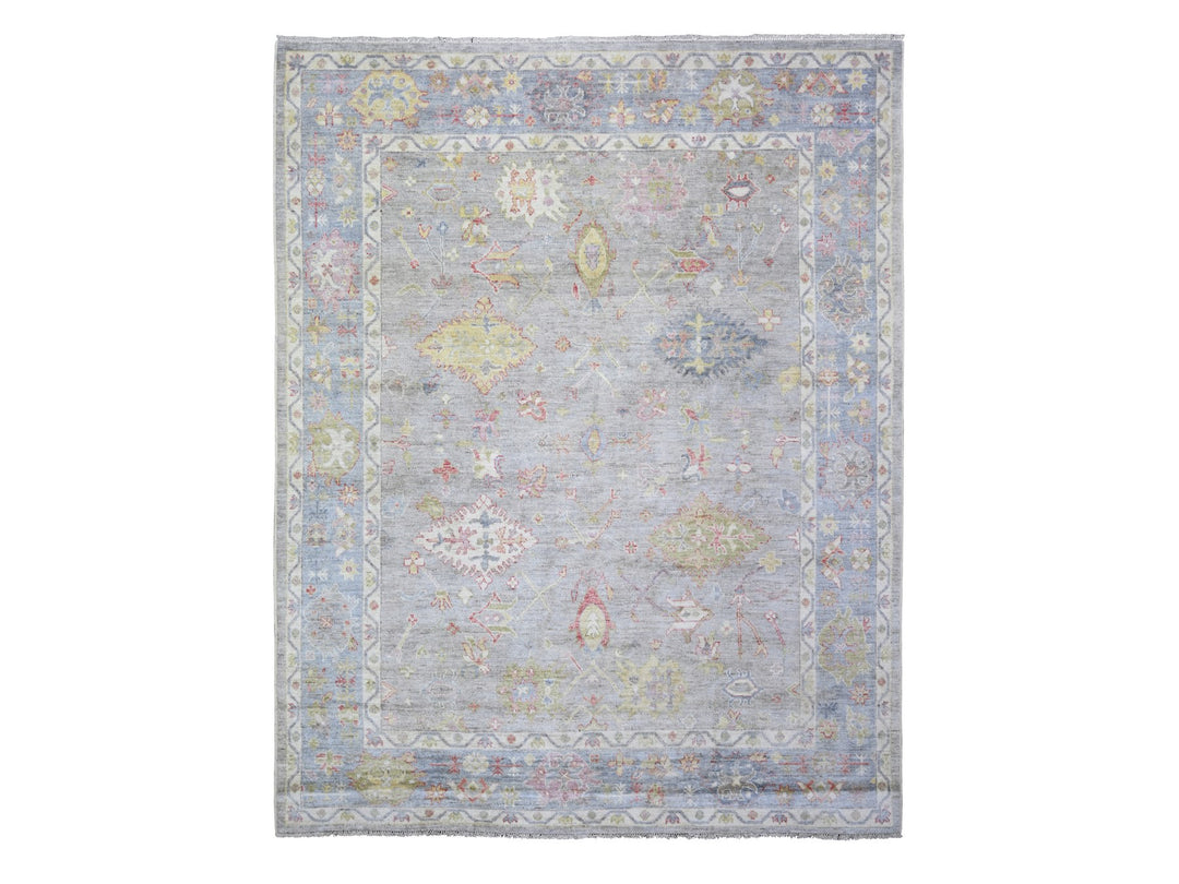 8'1" x 9'10" New Hand Knotted Grey Wool Rectangle Oriental Rug - MOA10273887