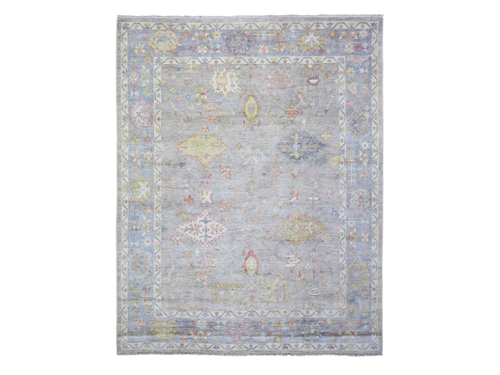8'1" x 9'10" New Hand Knotted Grey Wool Rectangle Oriental Rug - MOA10273887