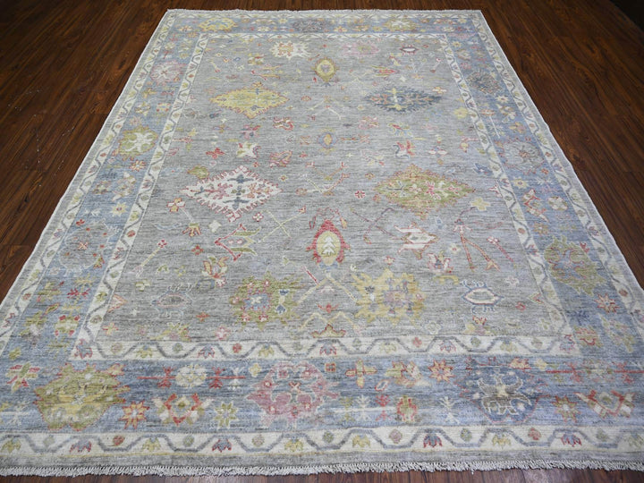 8'1" x 9'10" New Hand Knotted Grey Wool Rectangle Oriental Rug - MOA10273887