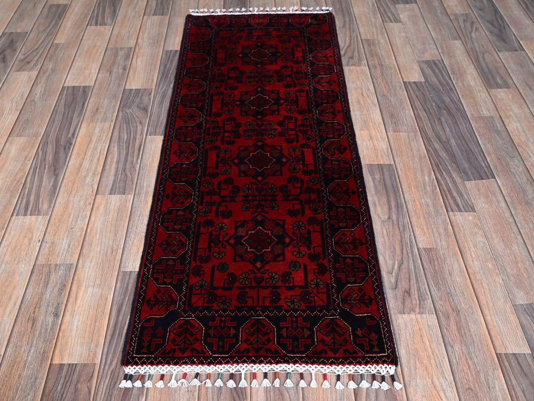 1'9" x 4'10" New Hand Knotted Red Wool Runner Oriental Rug - MOA102738