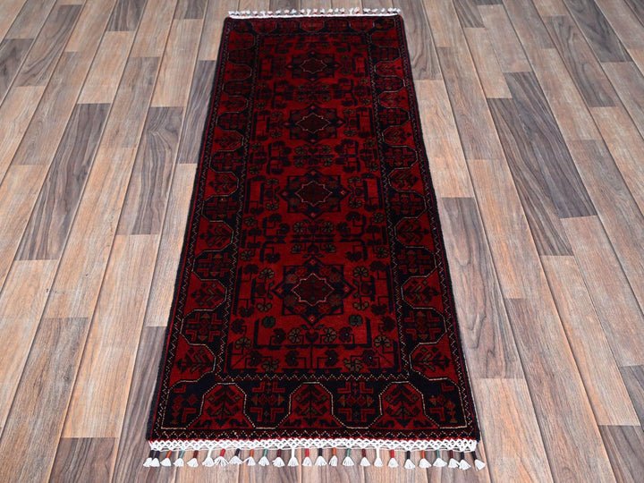 1'9" x 4'10" New Hand Knotted Red Wool Runner Oriental Rug - MOA102738