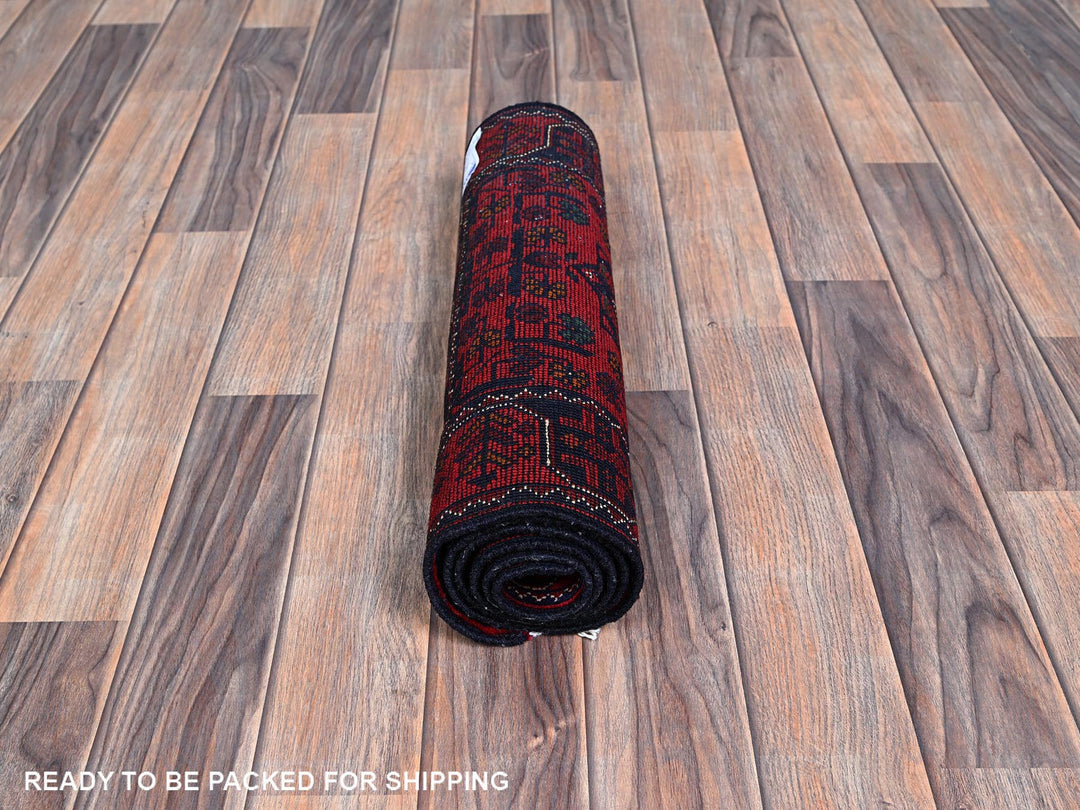 1'9" x 4'10" New Hand Knotted Red Wool Runner Oriental Rug - MOA102738