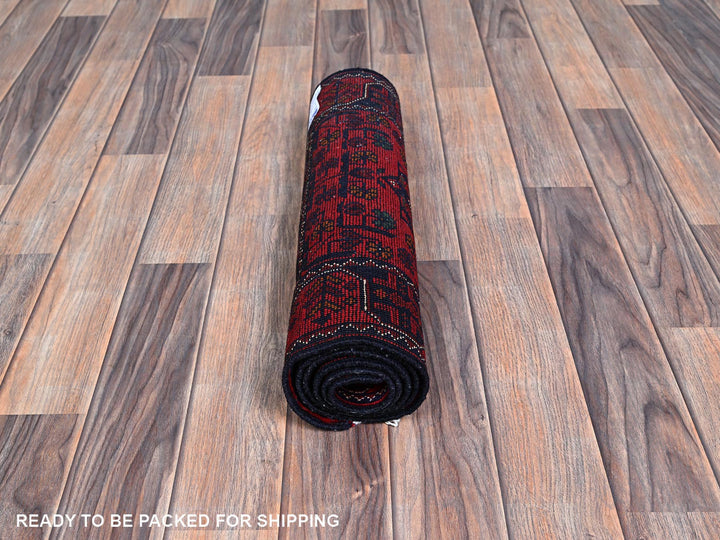 1'9" x 4'10" New Hand Knotted Red Wool Runner Oriental Rug - MOA102738