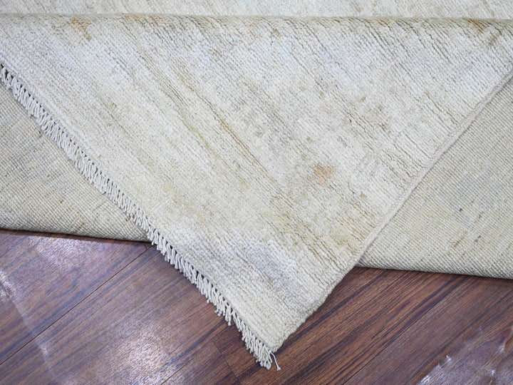 11'6" x 14'3" New Hand Knotted Ivory Wool Rectangle Oriental Rug - MOA10273919
